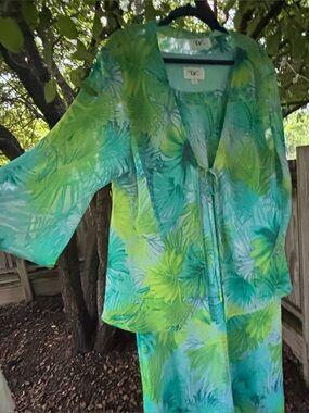 Vintage DR Tropical 2pc Dress Women’s Plus 24W Resort Vacation Coastal Chic